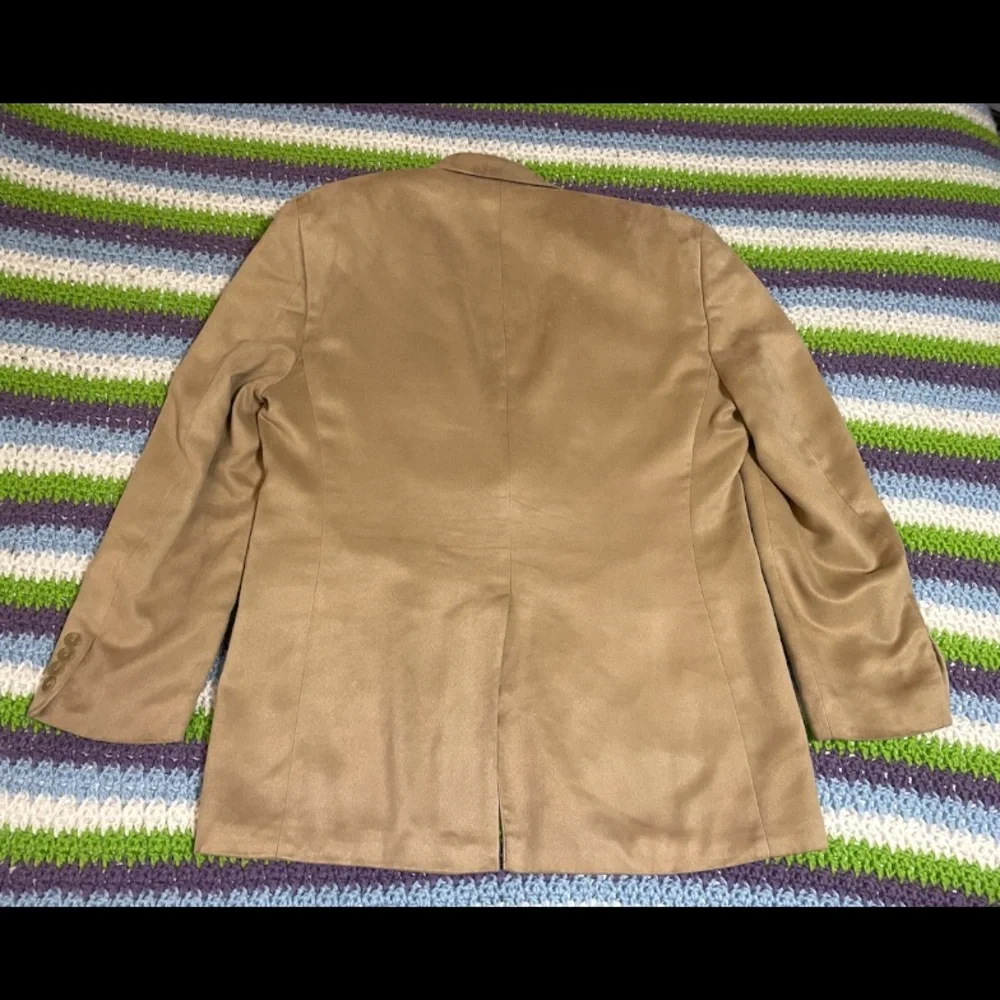 Lauren Ralph Lauren Sport Coat Jacket Men 40R Tan Faux Suede Microsuede Blazer